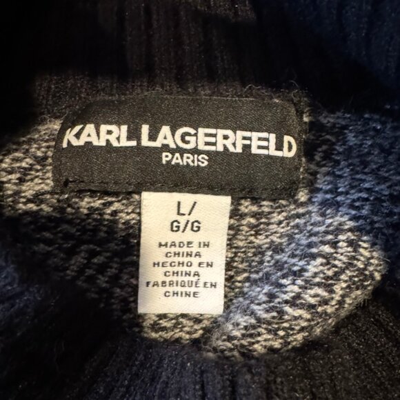 Karl Lagerfeld Paris Women’s Mockneck Sweater – Size Large – Marled Gray & Black - Picture 7 of 9
